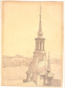 Jedna z malých věží na zámku Frederiksborg od Christen Købke