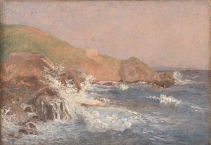Rozbouřené moře na skalnatém pobřeží, Capri od Christen Købke