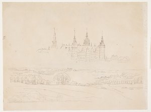 Studie pro Glyptotekův "Podzimní krajina. Zámek Frederiksborg uprostřed" od Christen Købke