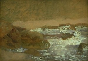Surfujte na skalnatém pobřeží, Marina Piccola, Capri od Christen Købke
