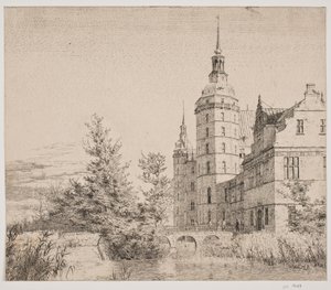 Zámek Frederiksborg. Party v Møntbroen od Christen Købke