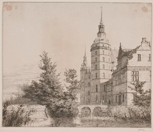 Zámek Frederiksborg. Party v Møntbroen od Christen Købke