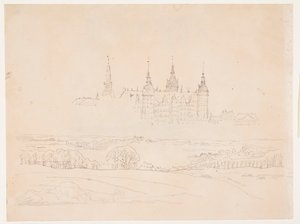 Studie pro Glyptotekův "Podzimní krajina. Zámek Frederiksborg uprostřed" od Christen Købke