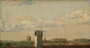 Pohled z okna v Toldbodvej Pohled směrem k Citadele v Kodani, c. 1833 (olej na papíře položený na plátně)