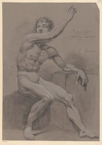 Sedící mužský akt, boční pohled (3. cena 1796)
