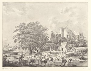 Stádo dobytka na troskách hradu Brederode Kasteel od Christiaan Josi