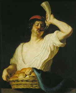 Pekař troubí na roh, 1650. od Christiaen van Couwenbergh