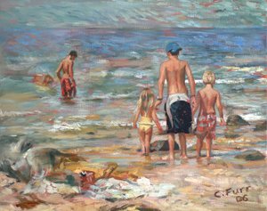 Plážová scéna, 2006 (olej na plátně)