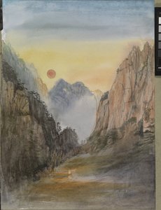 Růžové slunce (zlaté) Žluté hory, 2015 (akvarel na papíře)