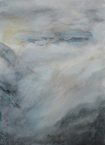 Klouzající mrak, 2015 (akvarel na papíře)