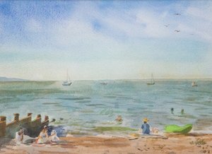 Zelené moře ve Whitstable, 2016 (akvarel)