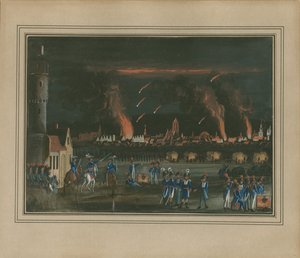 Bombardování Frankfurtu nad Mohanem francouzskou armádou, 13. července 1796 od Christian Georg Schütz the Younger