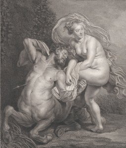 Deianeira dostává otrávenou tuniku od Nessuse a zraněný kentaur padá do..., 1778. od Christian Gottfried Schulze