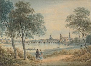 Pohled na Drážďany od západu, 1833.