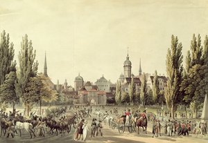 Pohled na Lipsko od brány Grimma