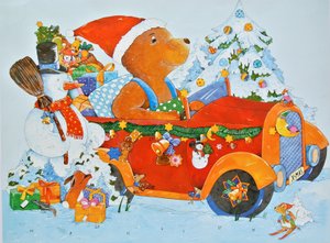 Adventskalender Bear, 2009 (akvarel na papíře)