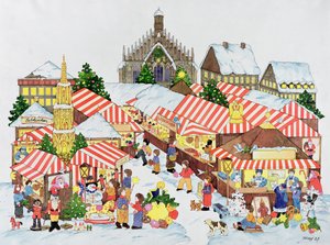 Christkindlmarket, Norimberk, 1987 (wc na papíře)