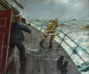 Muž přes palubu (olej na plátně) od Christian Krohg