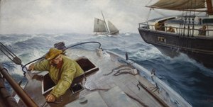 Pilot v drsném počasí (olej na plátně) od Christian Krohg