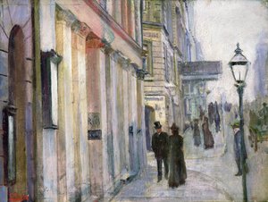 Roh ulice Karl Johan a Dronningens (Queens) (olej na plátně) od Christian Krohg