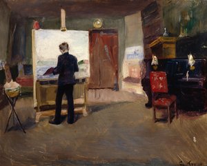 Taidemaalari Nils Hansteen studiossa od Christian Krohg