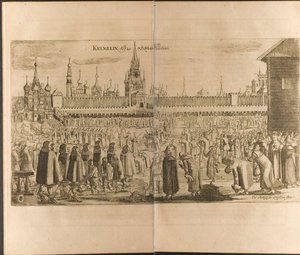 Oslí procházka v moskevském Kremlu Ilustrace z Cest k Velkému vévodovi z Muscovy atp