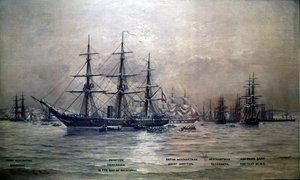 Křižník konfederačních států Shenandoah v přístavu Melbourne, Austrálie, 1865, kolem roku 1865 od Christian Poulsen
