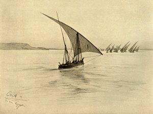 Feluccas na řece Nilu, Káhira, Egypt, 1898. od Christian Wilhelm Allers
