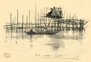 Dům na kůlech a rybáři v Singapuru Harbour, 1898. od Christian Wilhelm Allers