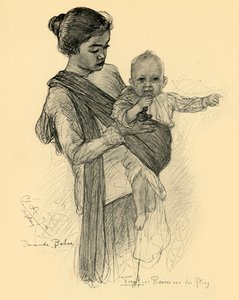 Jávská chůva s evropským dítětem, Magalang, 1898.