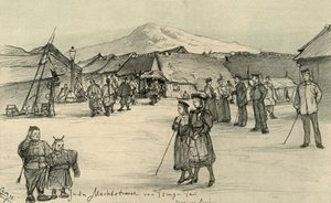 Weeping Market, Tsingtao, Čína, 1898. od Christian Wilhelm Allers