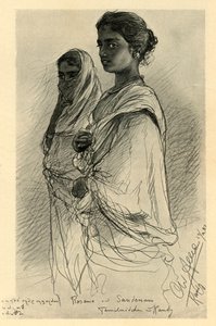 Rosama a Sandenam, tamilské dívky, Kandy, Ceylon, 1898.