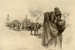 Žena a dítě poblíž mostu Kobri el Gezira, Káhira, 1898. od Christian Wilhelm Allers
