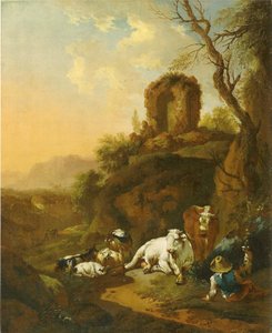 Bukolická krajina se zříceninou od Christian Wilhelm Ernst Dietrich