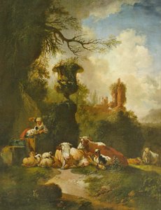 Bukolická krajina s urnou od Christian Wilhelm Ernst Dietrich