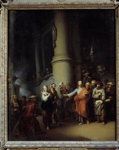 Kristus a cizoložná žena. Christian Wilhelm Ernst Dietrich (1712-1774)