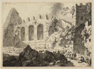 Velká krajina s pyramidou od Christian Wilhelm Ernst Dietrich