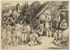 Svatý Jakub káže ve vesnici od Christian Wilhelm Ernst Dietrich