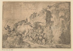 Pastýř se stádem na zřícenině od Christian Wilhelm Ernst Dietrich
