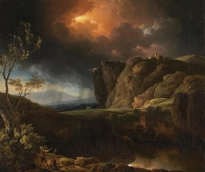 Ideální krajina s bouřkou od Christian Wilhelm Ernst Dietrich