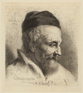 Hlavy ovce, kozy a berana s jehňaty a ležícími ovcemi, list 3 ze série "Studie zvířat" od Christian Wilhelm Ernst Dietrich