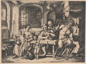 Satyr v domě rolníků od Christian Wilhelm Ernst Dietrich