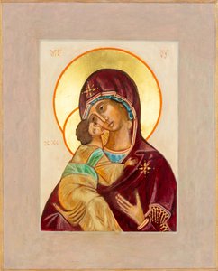Ikona Madony s dítětem, 2012 (vaječná tempera na dřevě, plátkové zlato)