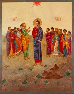 Svatý Petr a Kristus, 2000 (vaječná tempera, plátkové zlato, dřevo)
