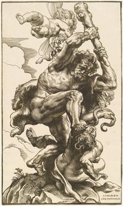Herkules bojující proti zuřivosti a nesvornosti od Christoffel Jegher after Sir Peter Paul Rubens
