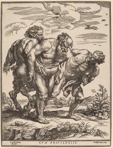 Silenus v doprovodu satyra a fauna od Christoffel Jegher after Sir Peter Paul Rubens