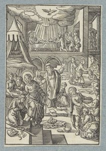 Apoštolové křtí nové věřící v Jeruzalémě od Christoffel van Sichem (II)