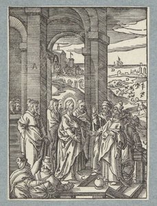 Farizeové a zákoníci žádají o znamení Krista od Christoffel van Sichem (II)