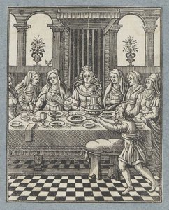 Svátek Vašti, manželky Ahasverovy od Christoffel van Sichem (II)