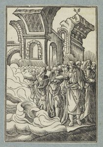 Mojžíš rozděluje vodu se svou holí od Christoffel van Sichem (II)